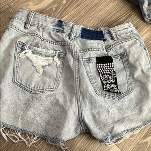 Ksubi Blue Jean Shorts Distressed Cut-Off Style